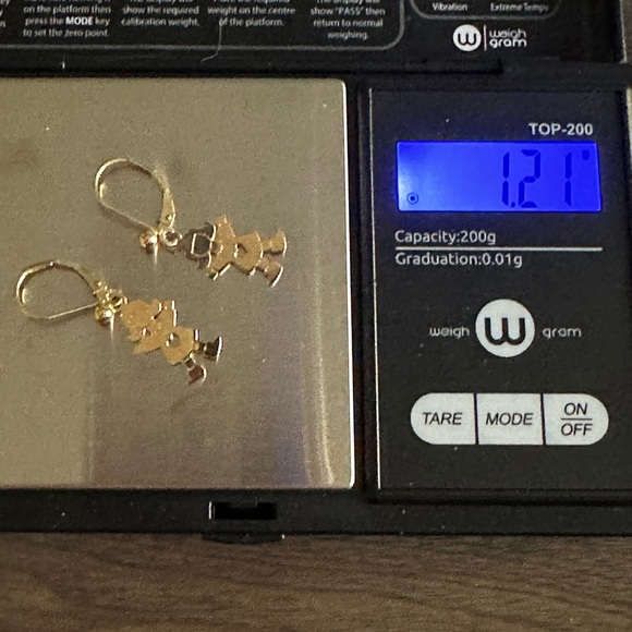 14K Gold Dangle Baby Girl Lever Back Earrings. Vintage - Picture 4 of 4